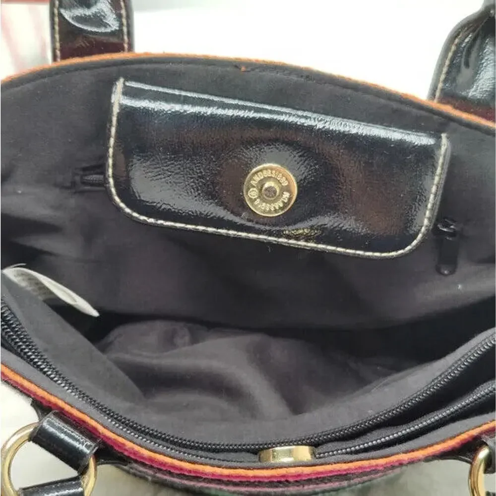 black straw Striped top handle Handbag